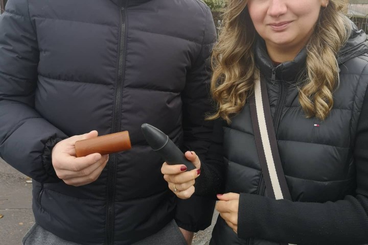 a couple of people posing for the camera